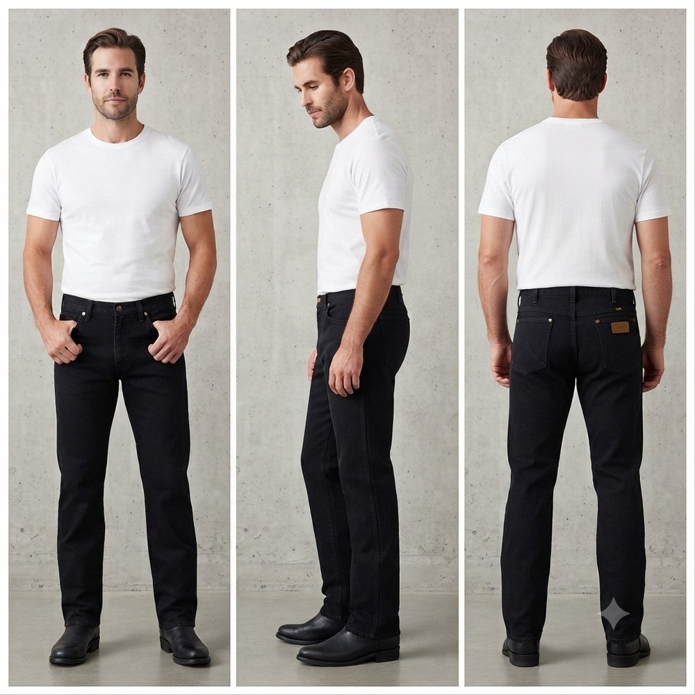 Vintage Wrangler Cowboy Cut Straight Jeans Mens 40x30 Black Denim Slim Fit USA